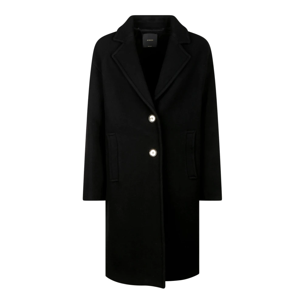 pinko Zwarte Jas met Twee Knopen Black Dames