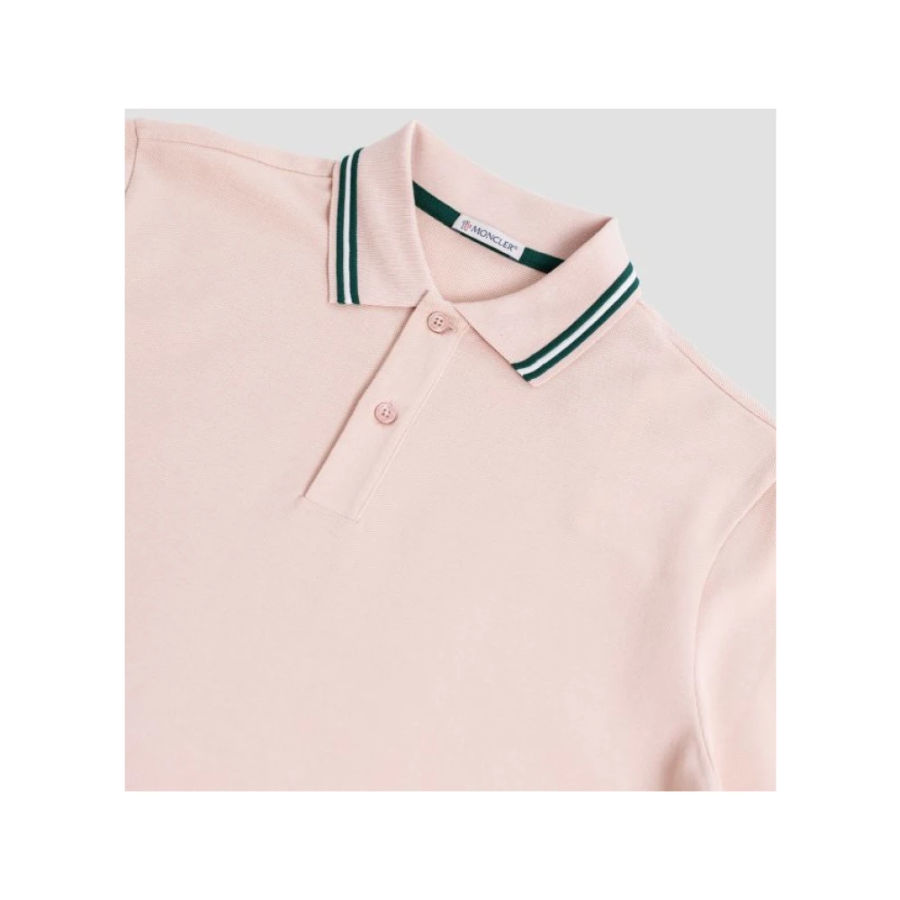 Moncler Roze Groene Polo Shirt Streep Detail Pink Heren