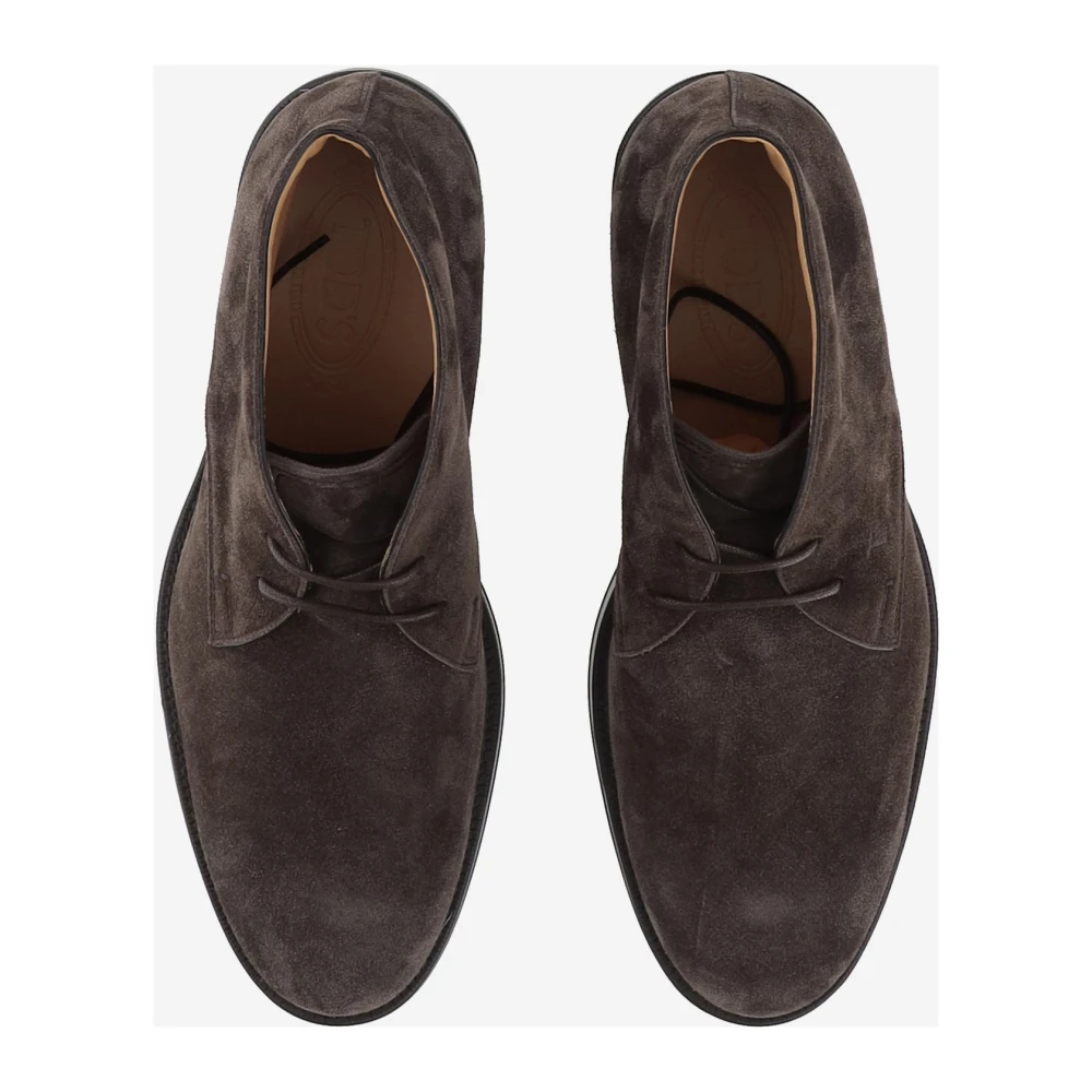 Tod's Donkerbruine Suède Veterschoenen