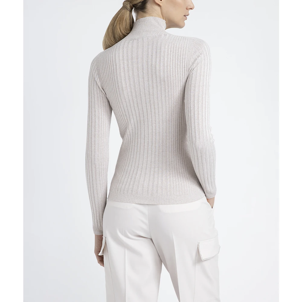 PESERICO Geribbelde coltrui in viscose garen en Lurex Gray Dames