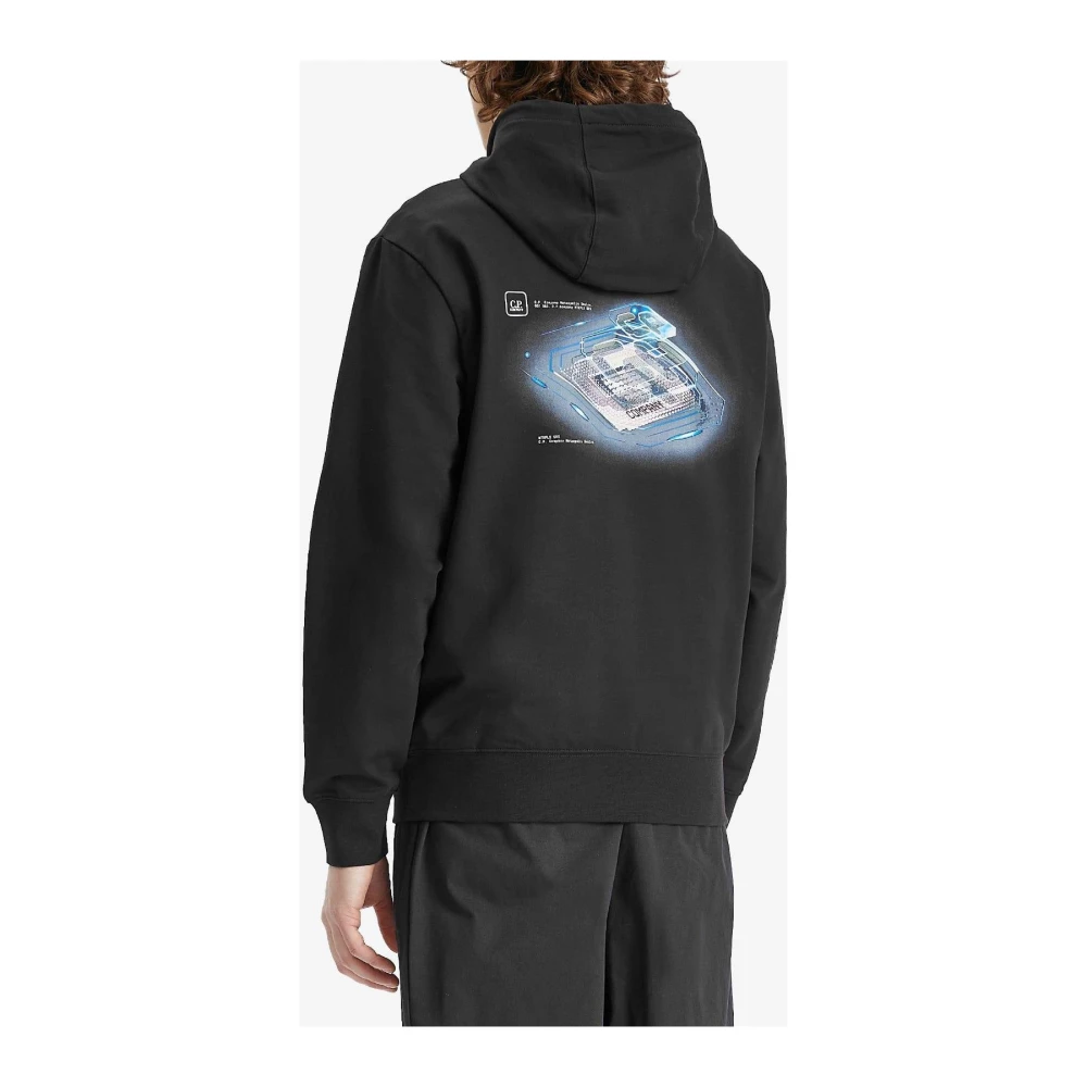 C.P. Company Zwarte Hoodie Sweatshirt Katoen Regular Fit Black Heren