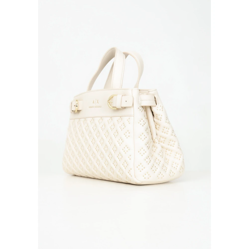Armani Exchange Casual Beige Handtas met Stud Details Beige Dames