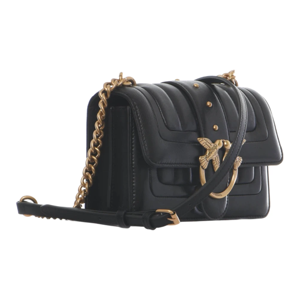 pinko Mini Love tas in zacht leer en zijde Black Dames