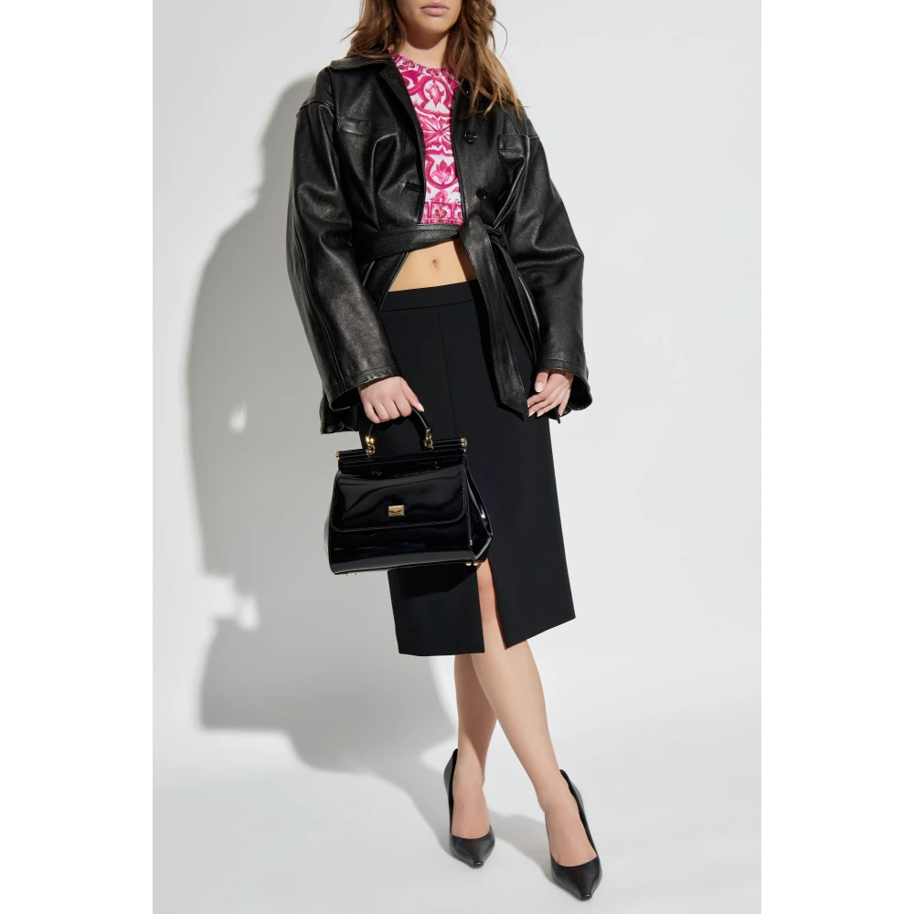 Dolce & Gabbana Leren jas Black Dames
