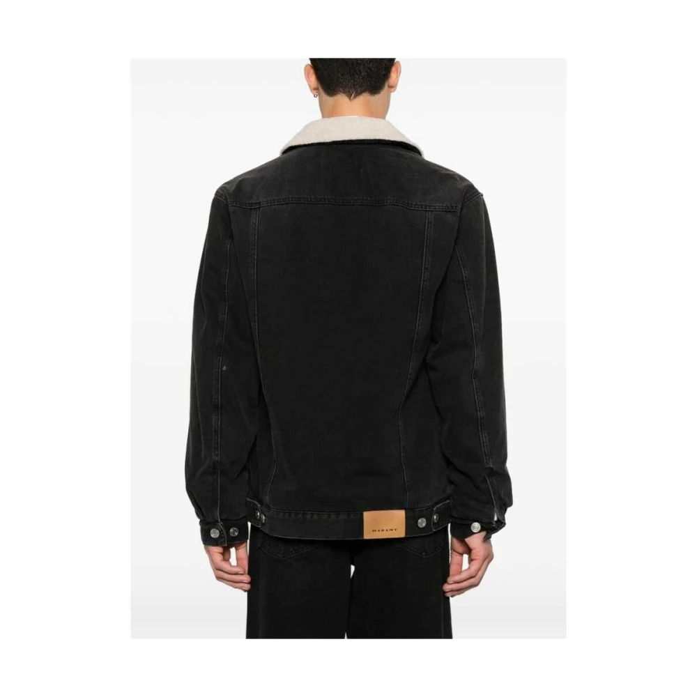 Isabel marant Zwarte Denimjas met Shearling Voering Black Heren