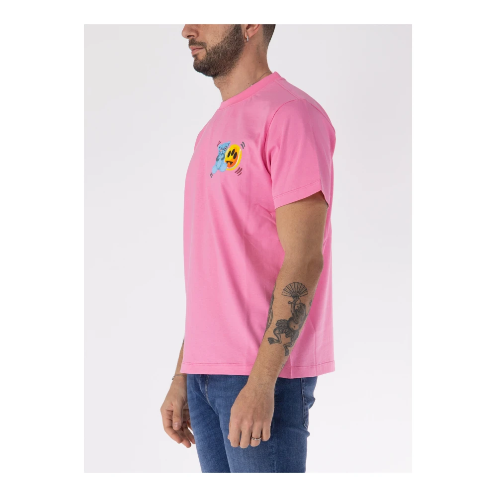 Barrow Logo Unisex T-shirt met Ronde Hals Pink Heren