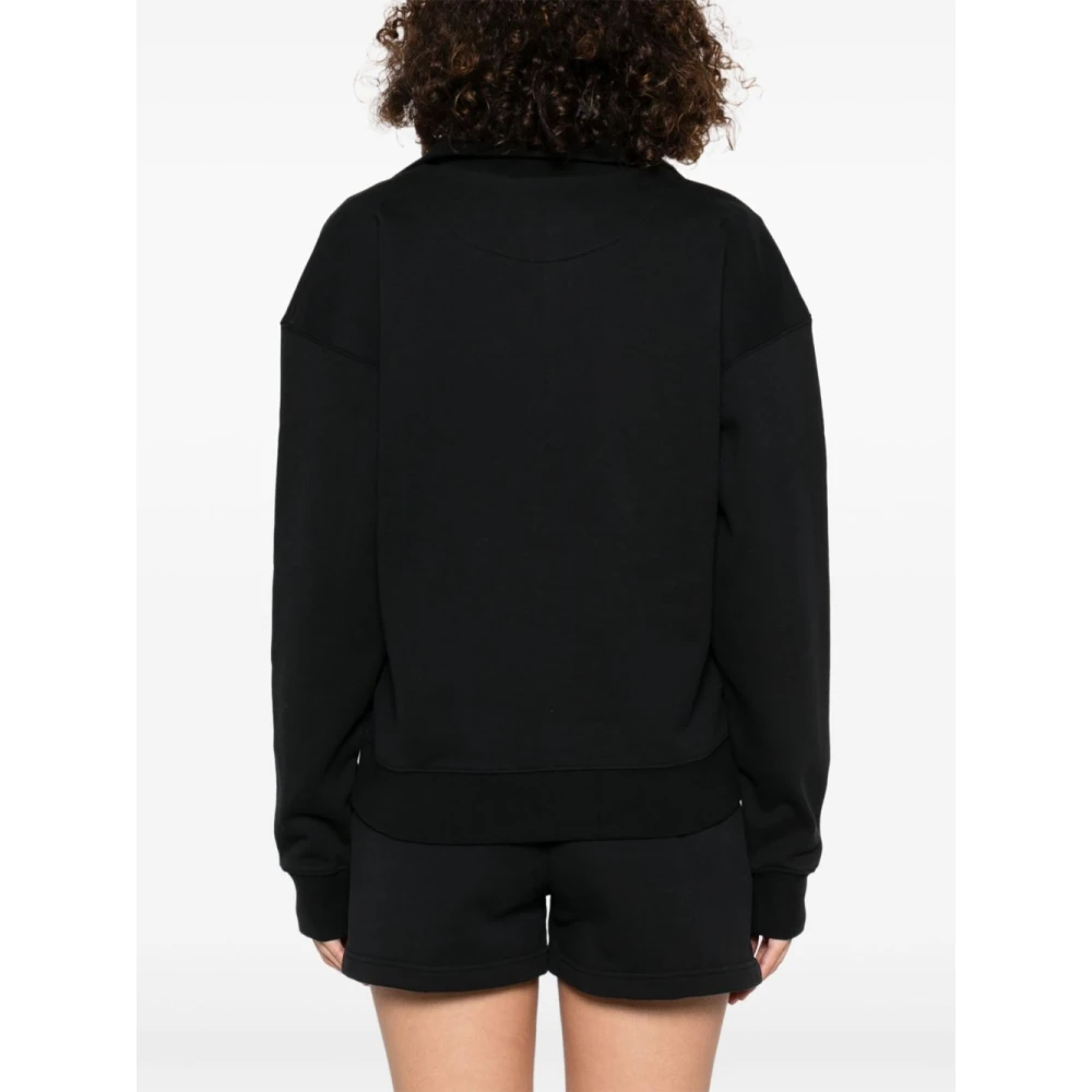 Maison Kitsuné Zwarte Half Zip Hoge Hals Trui Black Dames