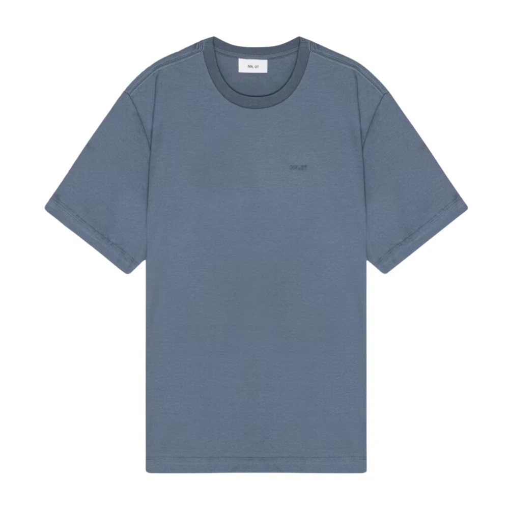 Nn07 T-shirt met reliëflogo in Bering Sea Blue Heren