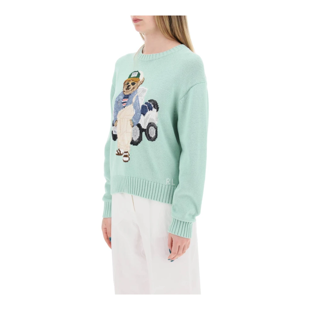 Ralph Lauren Geborduurde Polo Bear Pullover met RL Logo Green Dames