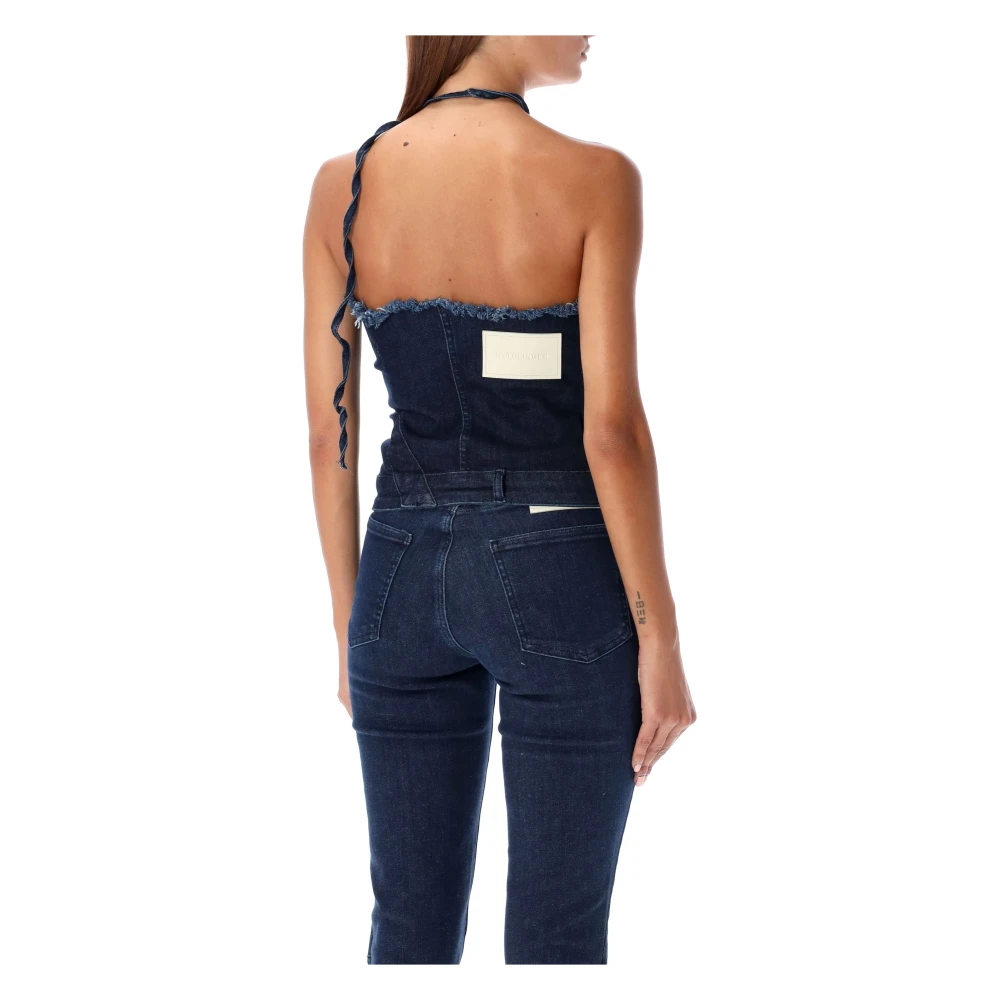 Ottolinger Denim Tube Top Blauw Raw Aw24 Blue Dames