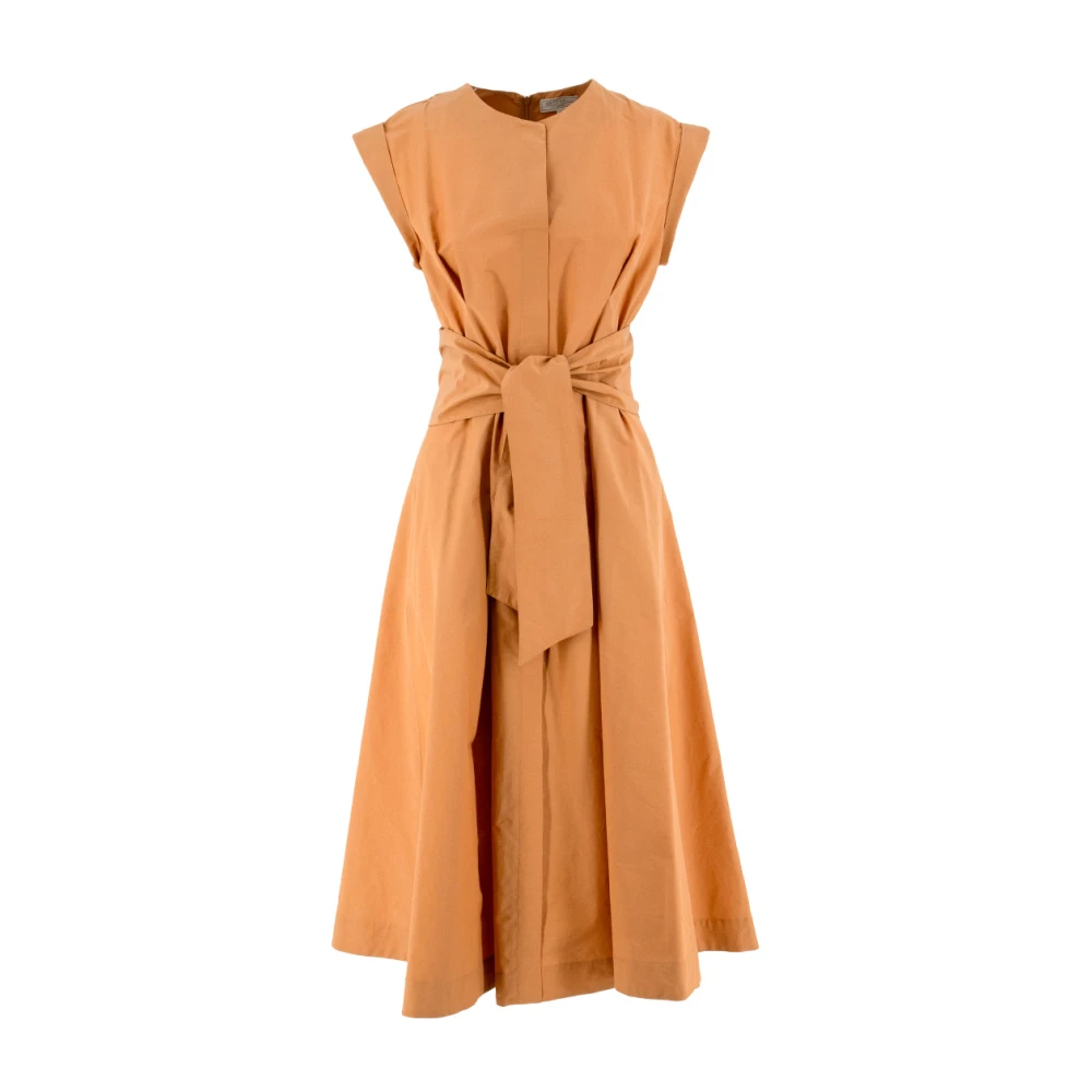 Antonelli Firenze Mouwloze katoenen jurk met ceintuur Orange Dames