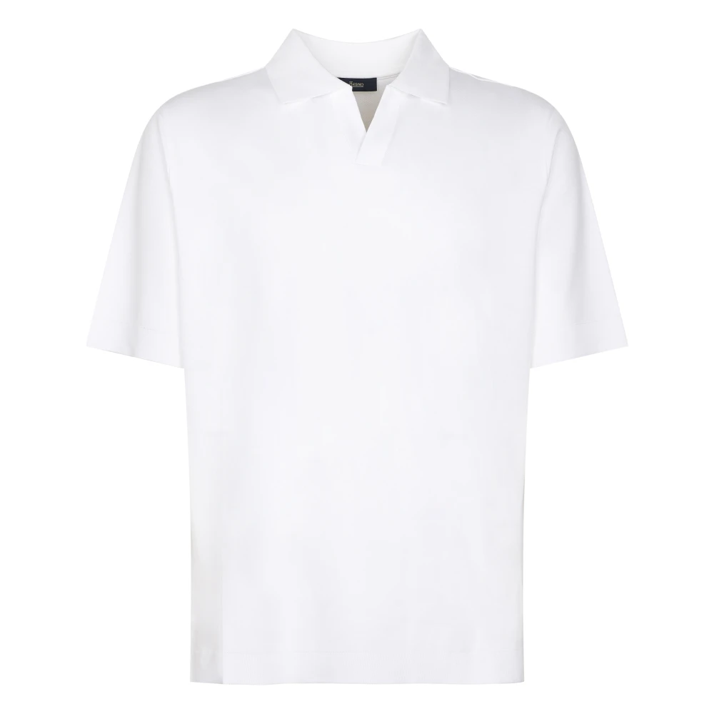 Herno Homme Blanc Tops, Taille: L Polo En Coton Tricoté