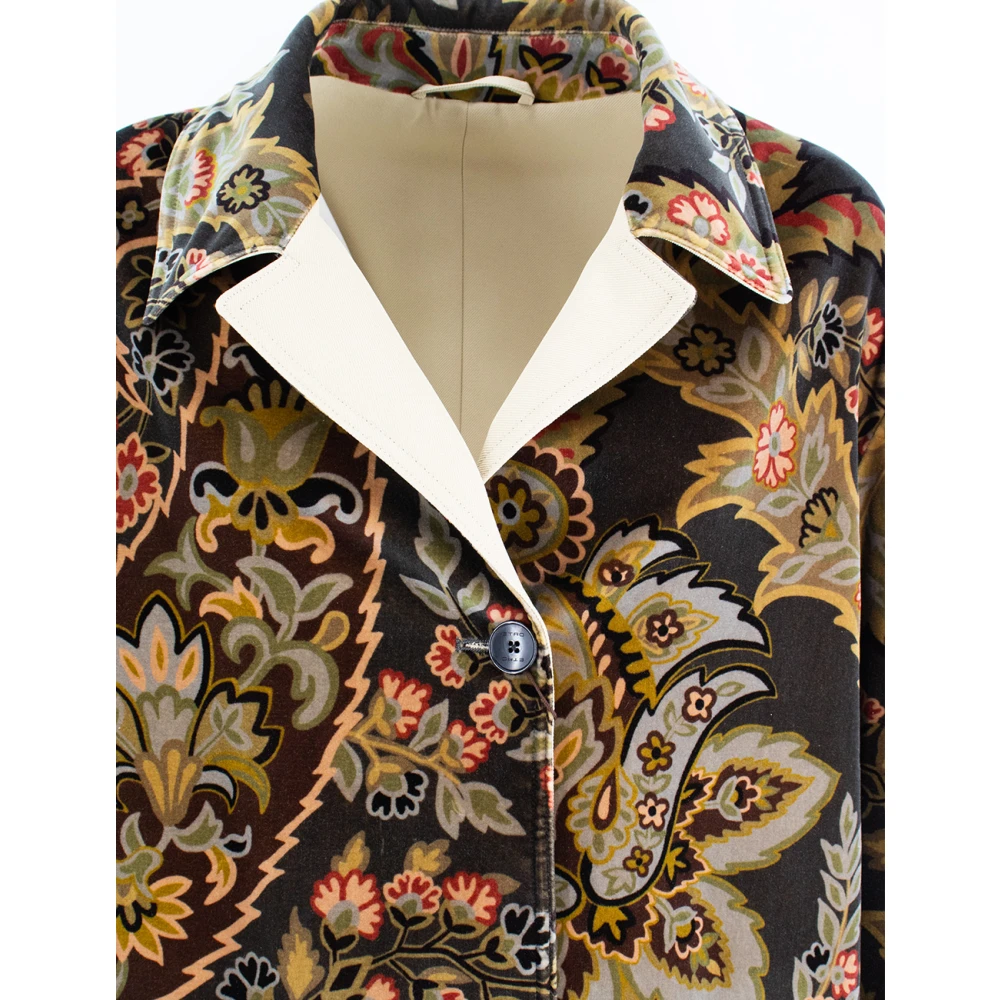 ETRO Paisley Print Velvet Coat Green Dames