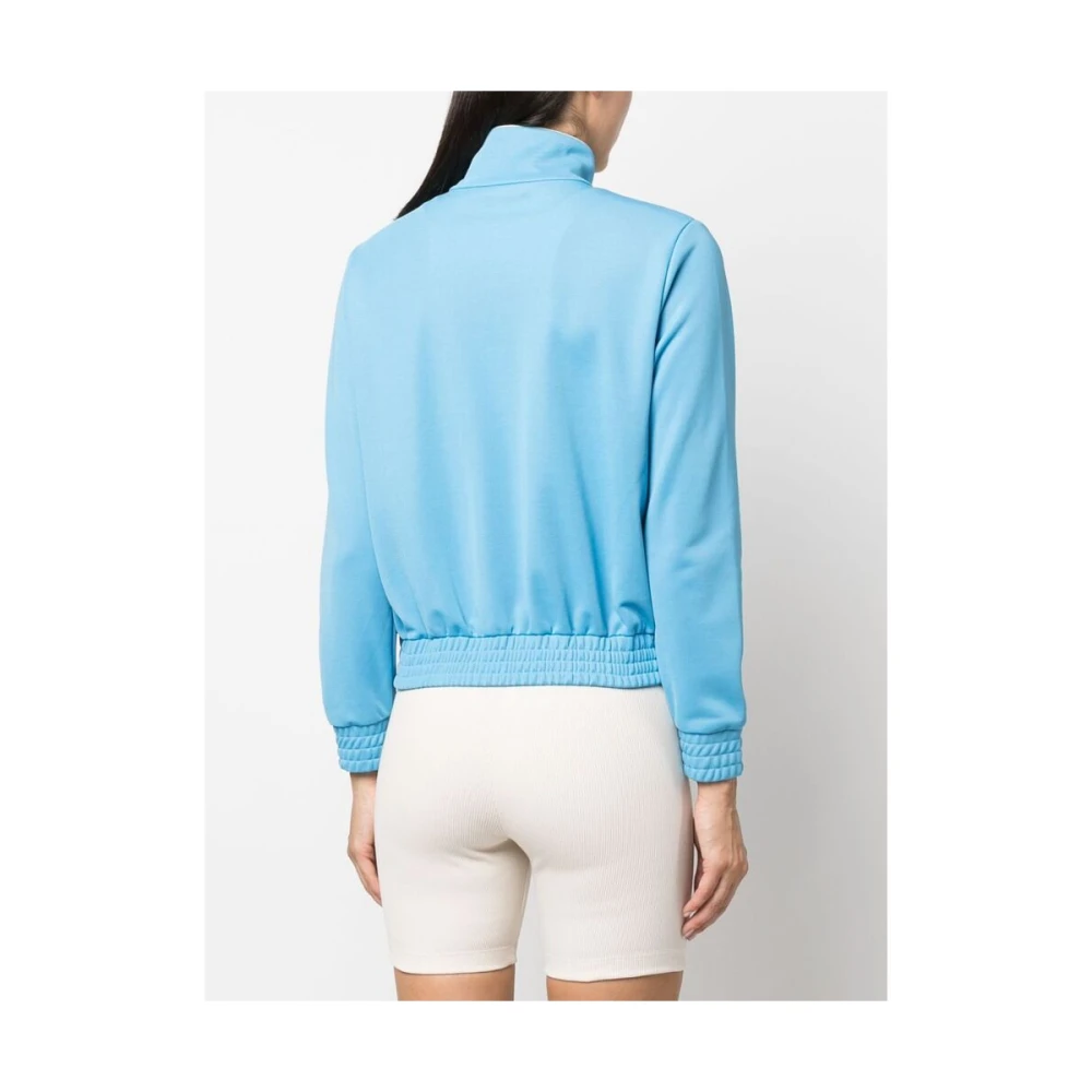 Sporty & Rich Logo-Print Ritsjack Sportieve Stijl Blue Dames