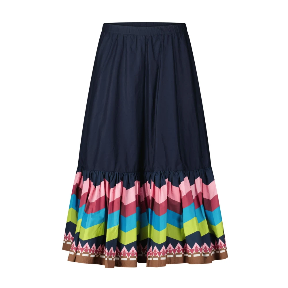 La DoubleJ Kleurrijke Katoenen Zomerrok Blue Dames