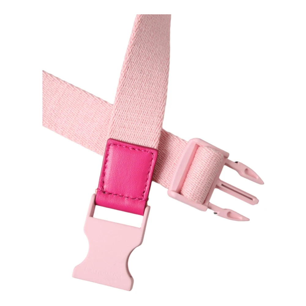 Dolce & Gabbana Roze Canvas Stretch Riem met Plastic Gesp Pink Dames
