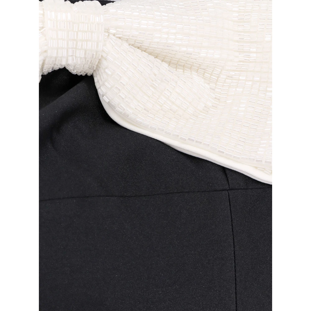 Self Portrait Contrast Bow Taffeta Midi Jurk Black Dames