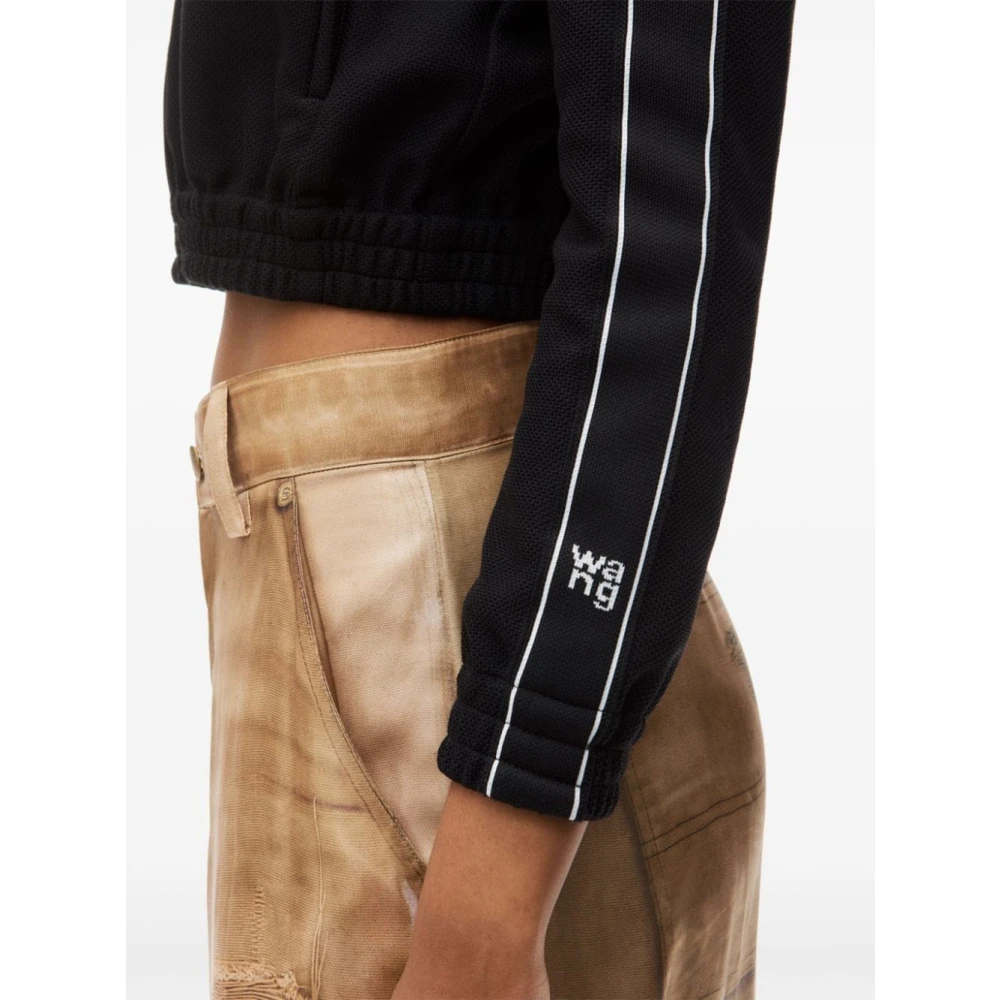alexander wang Zwarte Jas met Logo-Tape Details Black Dames