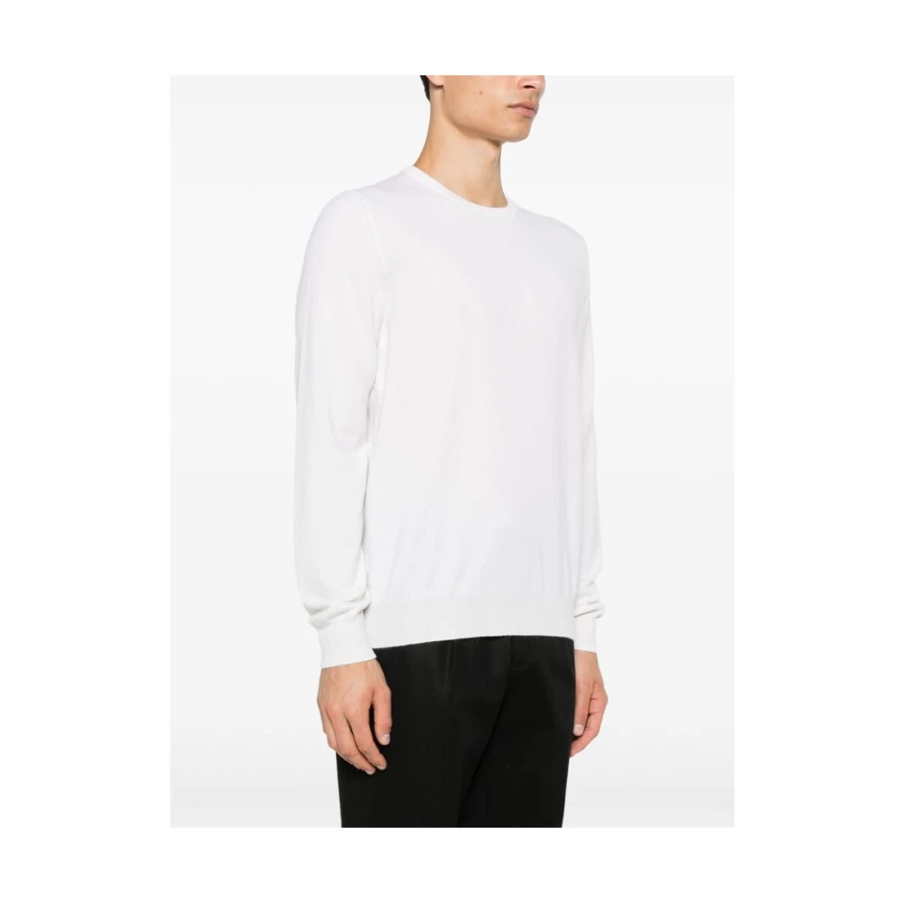 La Fileria Witte Cashmere Crew Neck Sweater White Heren