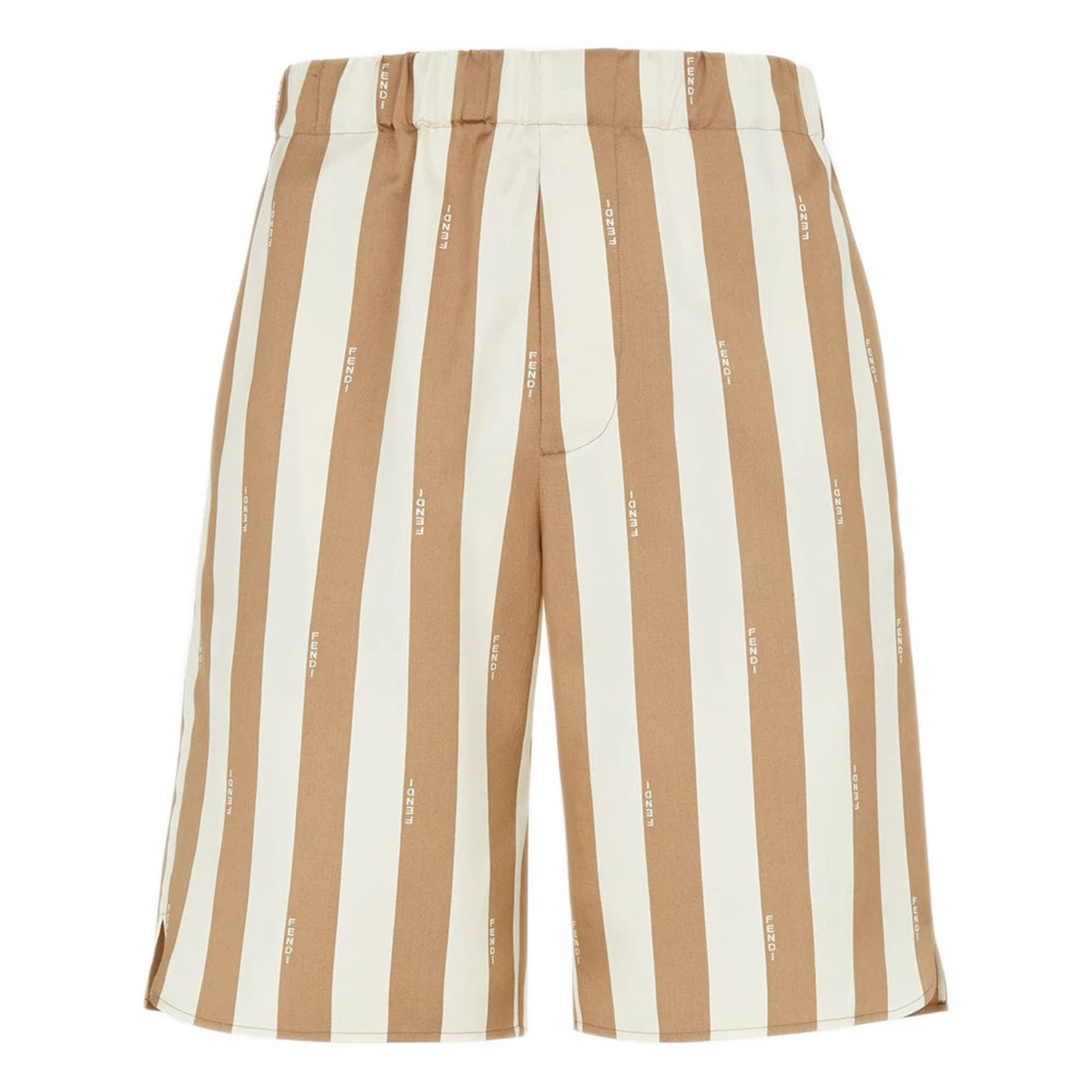 Fendi Multicolor Silke Bermuda Shorts Med Pequin Ränder