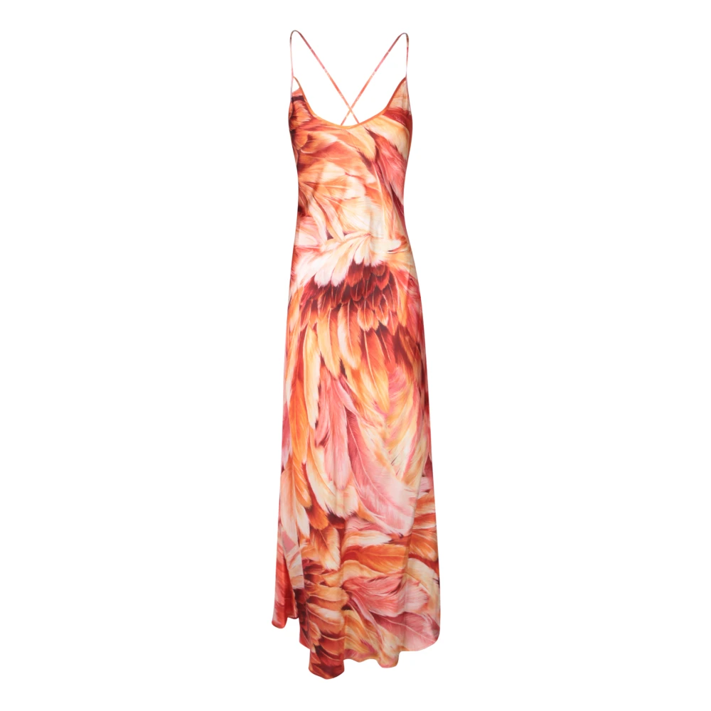 Roberto Cavalli Zijden Jurk met Gekruiste Rug Multicolor Dames