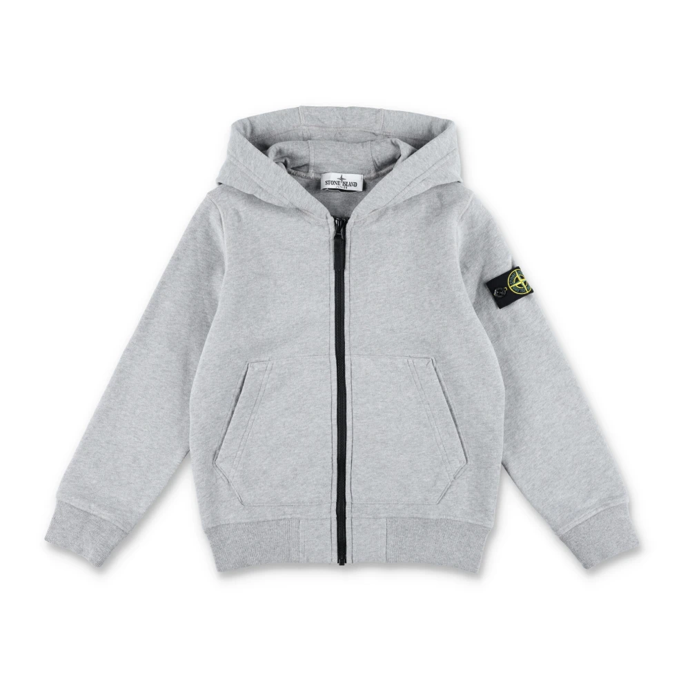 Stone Island Grå Stickat Fleece Dragkedja Hoodie Aw24 Gray, Pojke