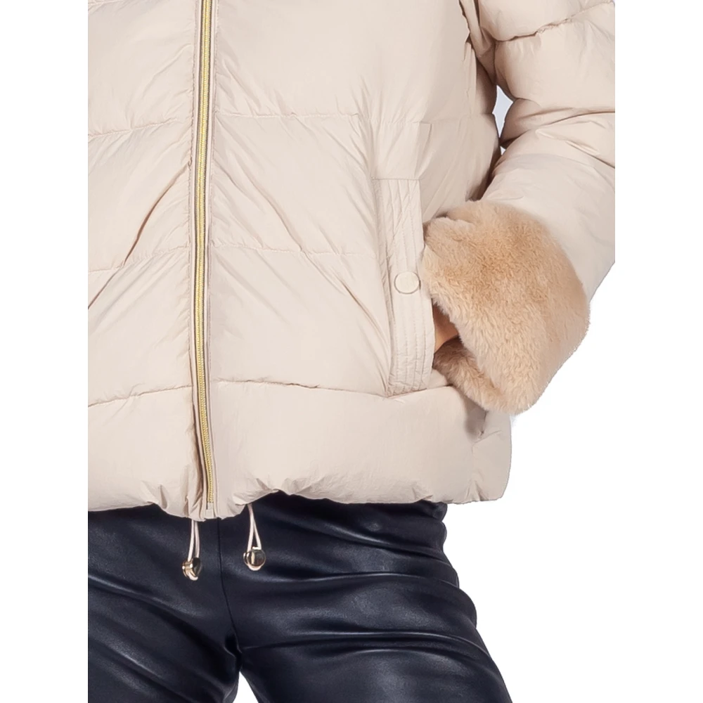 Emme DI Marella Beige faux-fur trim puffer jack Beige Dames