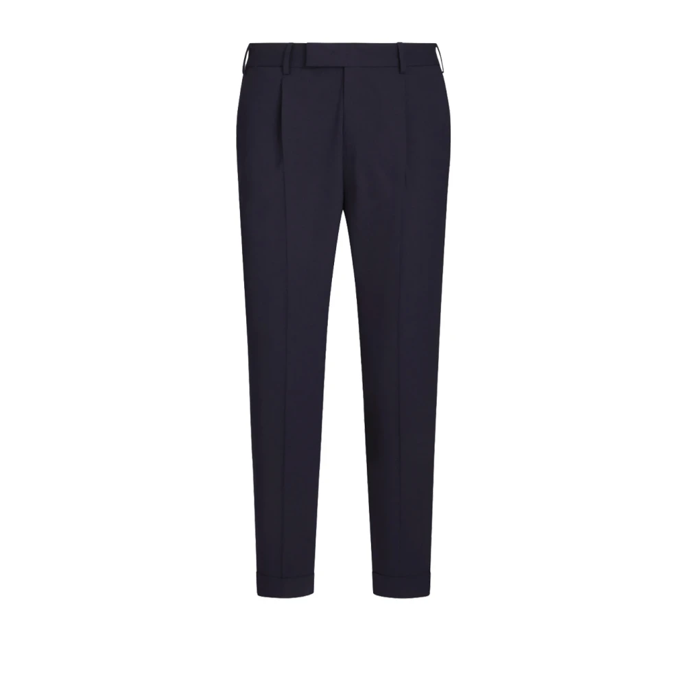 PT Torino Wollen broek met relaxte pasvorm Blue Heren