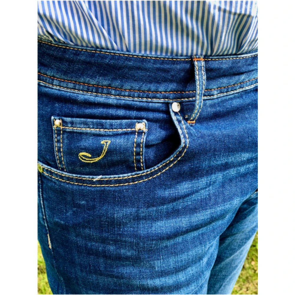 Jacob Cohën Slim Fit Jeans van Katoenmix met Geborduurde J Zak Blue Heren