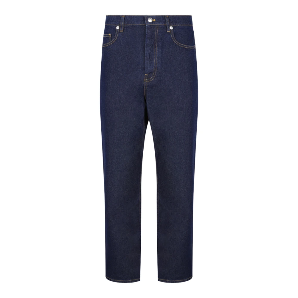 Maison Kitsuné Blue Straight Fit Jeans, Male, W30, High Waisted Cotton Jeans