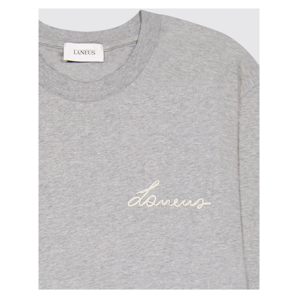 Laneus Boxy T-shirt met geborduurd logo Gray Unisex