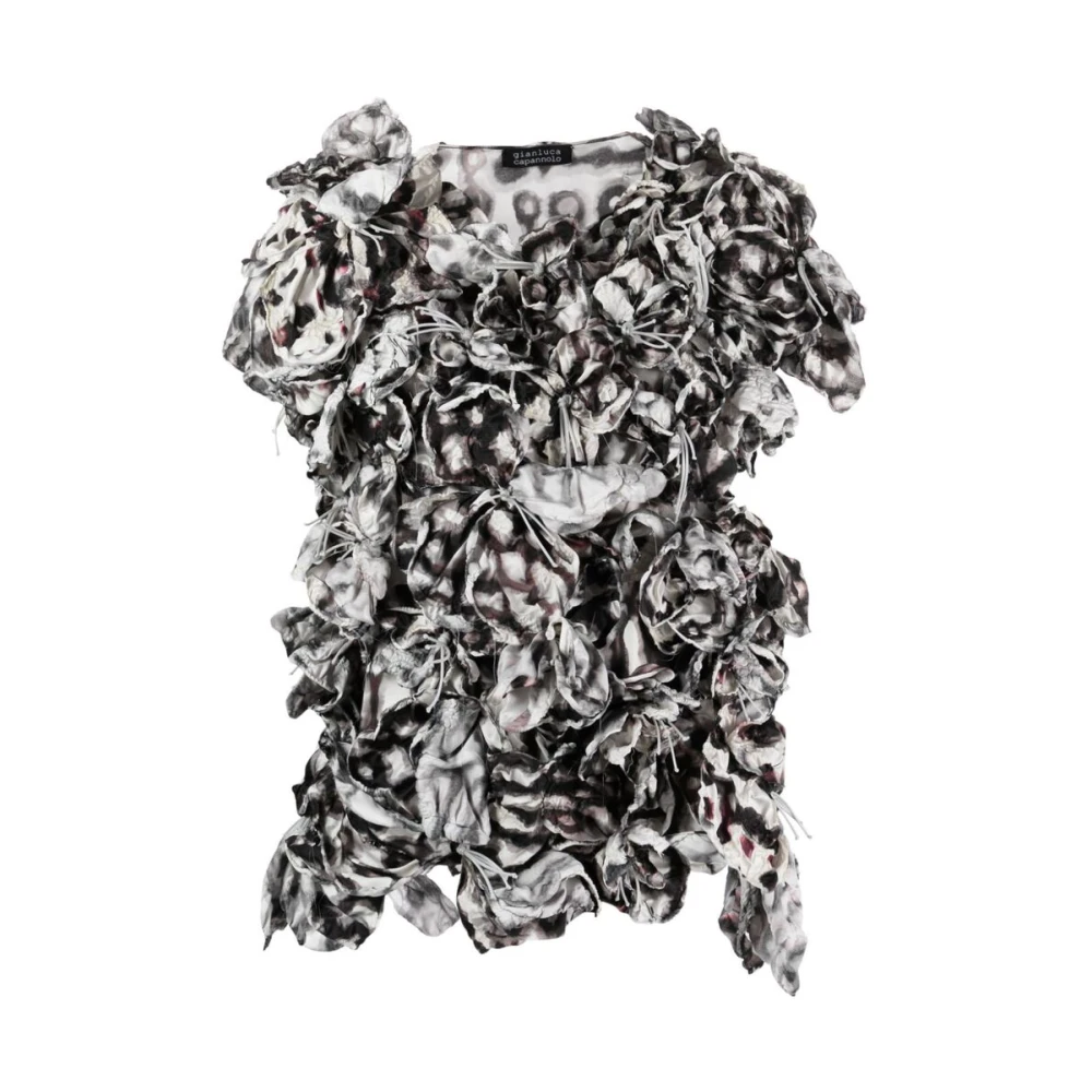 Gianluca Capannolo Blouse met 3D-detail en bloemenborduursel Gray Dames