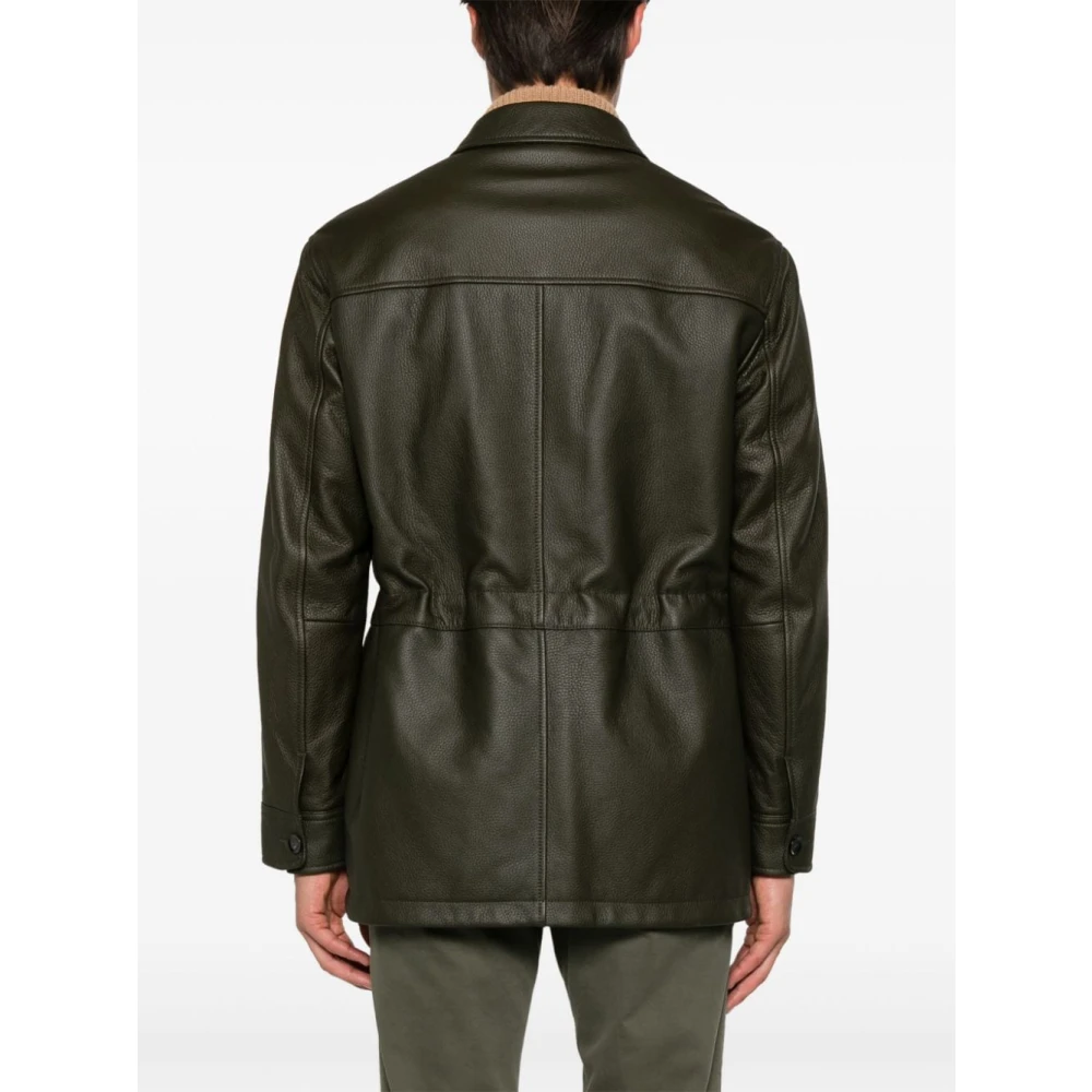 Brioni Gestructureerde olijfgroene safari-jas Green Heren