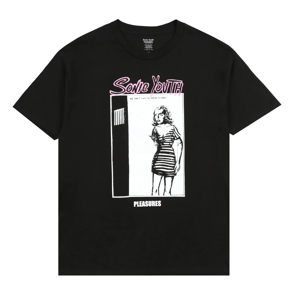 Pleasures Grafische Print Katoenen T-Shirt Black Heren