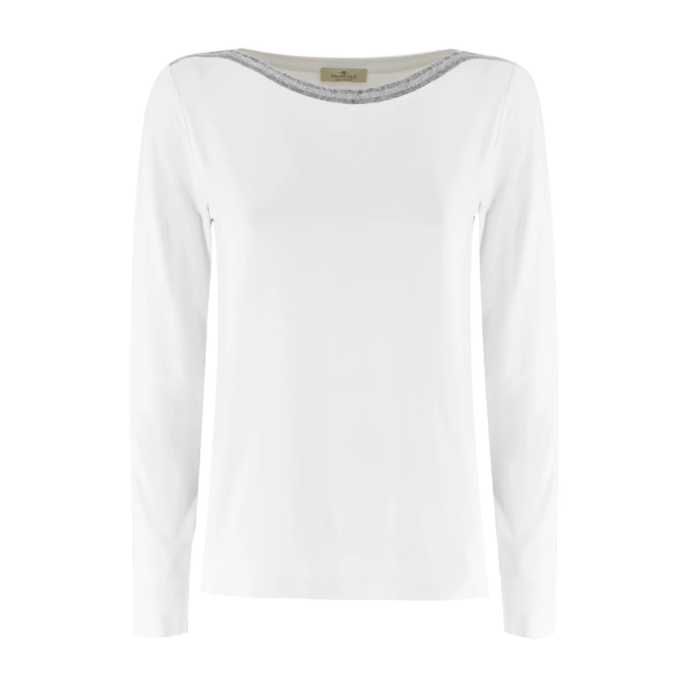 Panicale Lurex Boothals Gebreide Trui White Dames