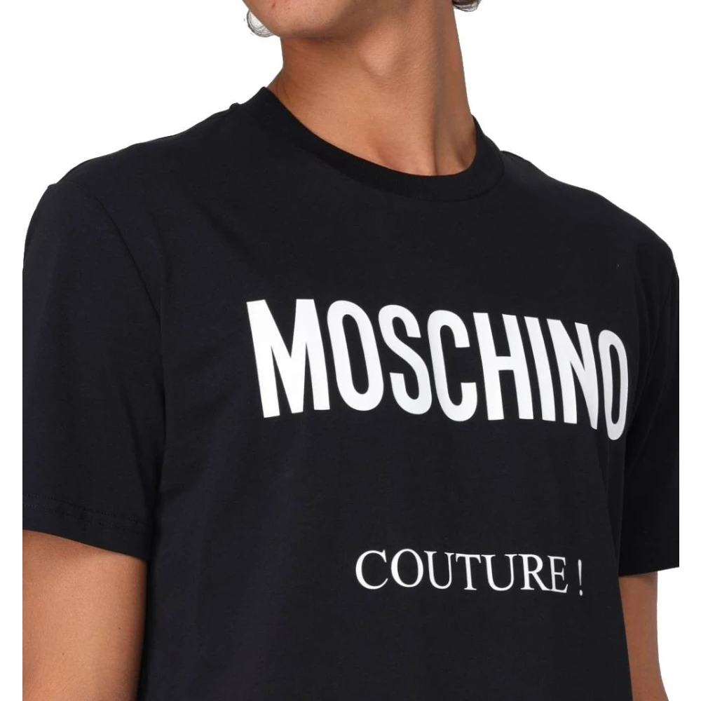 Moschino Logo Print Katoenen T-shirt Black Heren