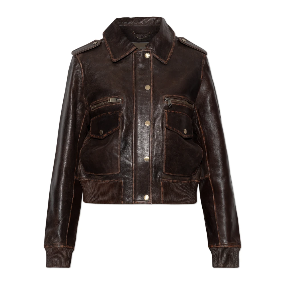 Michael Kors Leren jas met vintage-effect Brown Dames