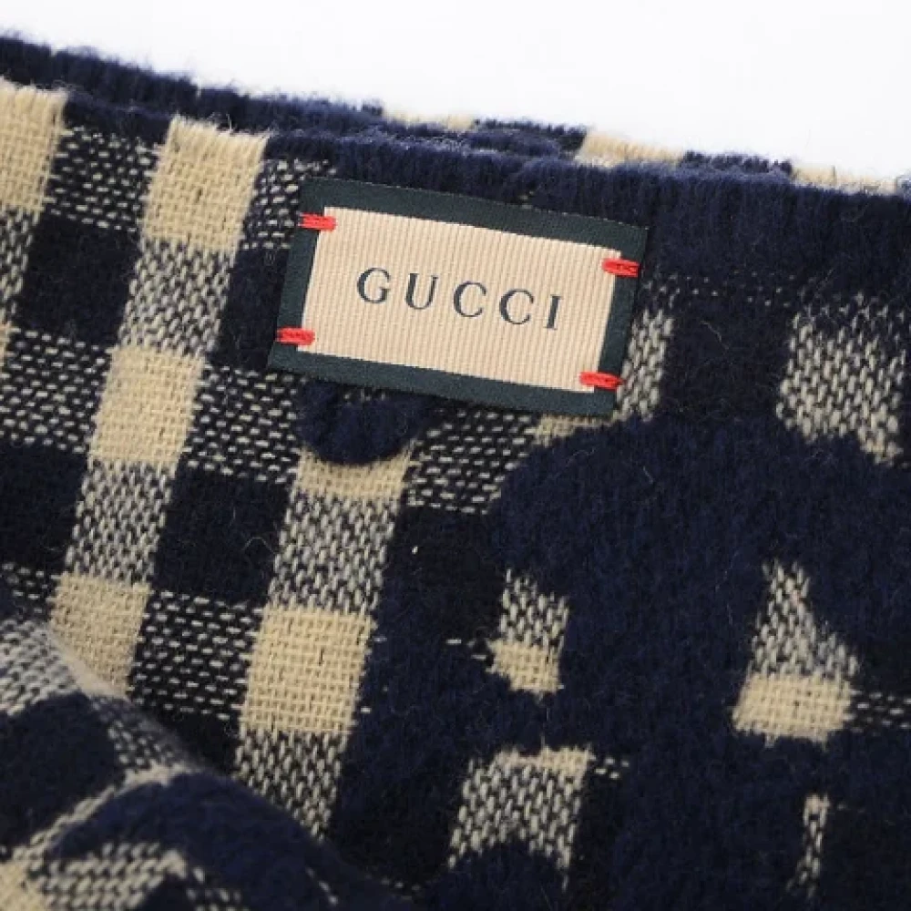 Gucci Vintage Tweedehands Beige Wol Gucci Sjaal Beige Dames
