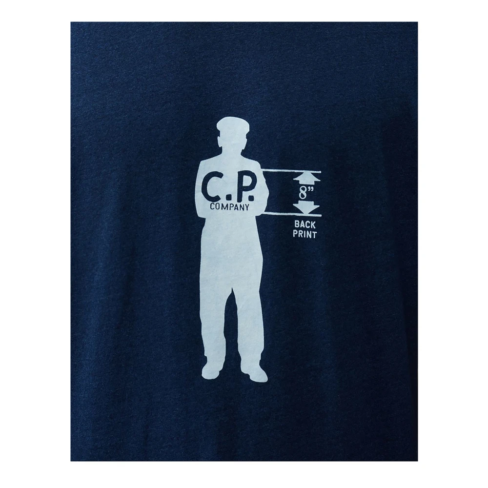 C.P. Company Blauw Katoenen T-shirt met Geribbelde Ronde Hals Blue Heren