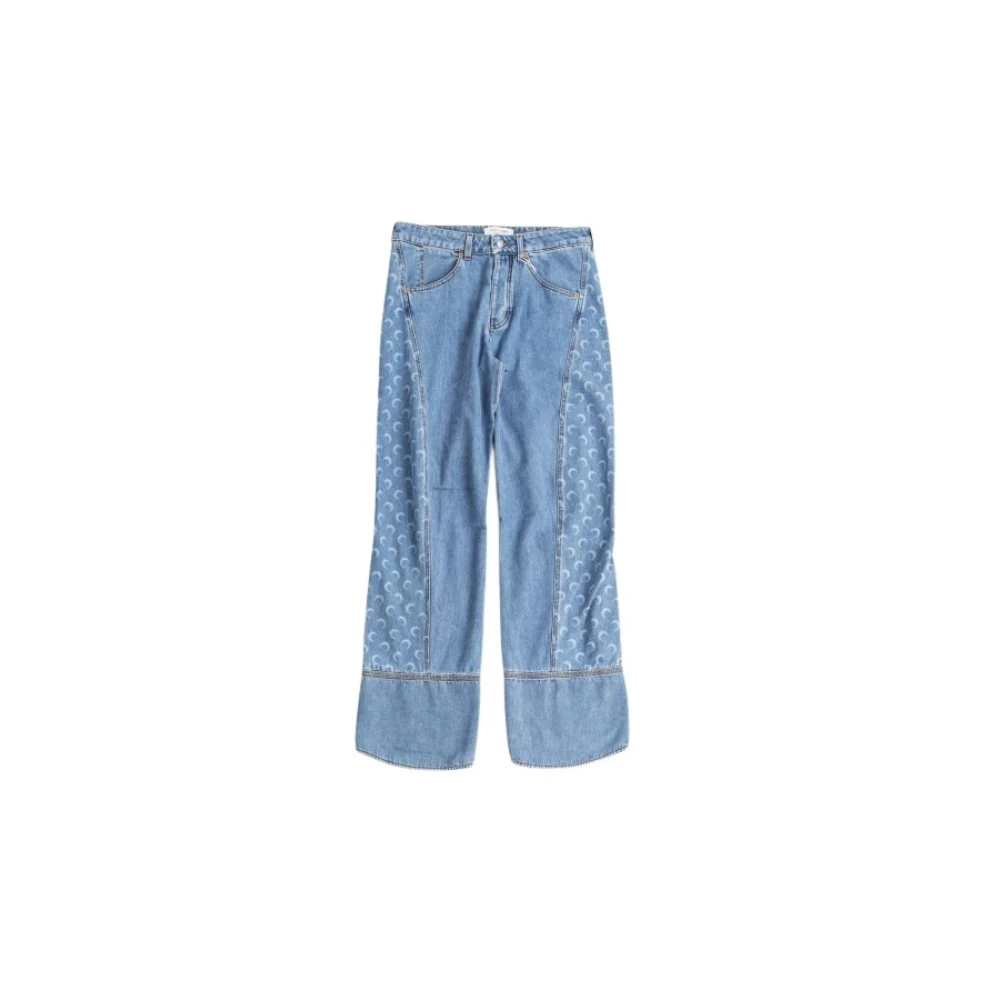 Marine Serre Gebogen Moon Logo Jeans Blue Heren