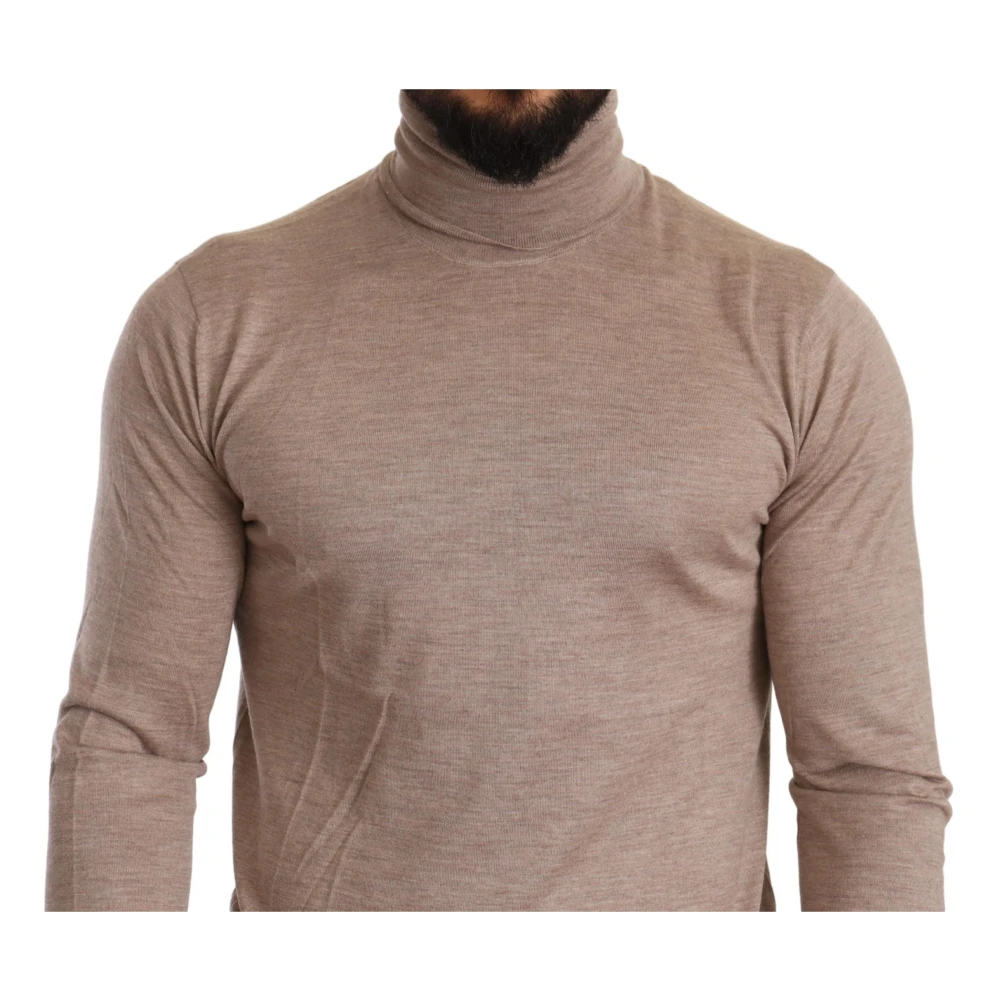 Dolce & Gabbana Beige Cashmere Silk Turtleneck Sweater Beige Heren