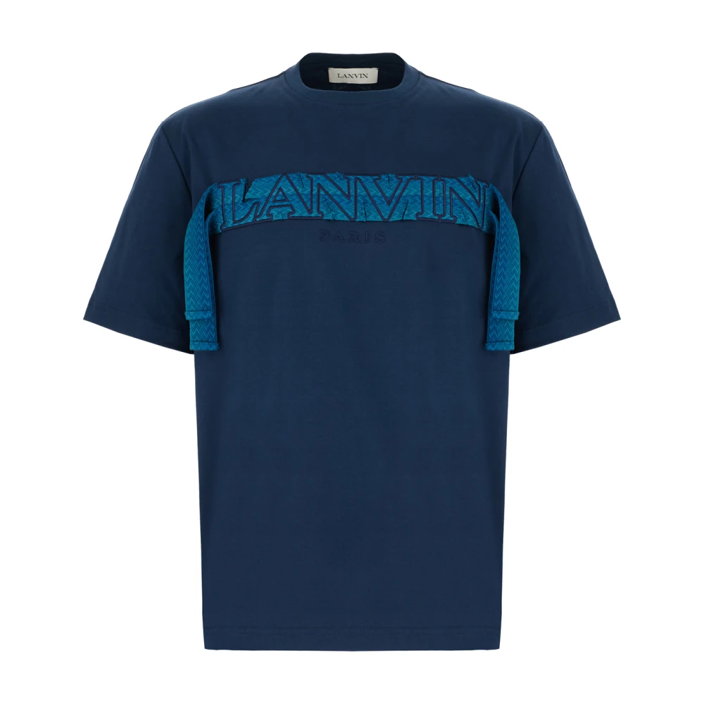 Lanvin Avslappnad Bomull T-shirt för Män Blue, Herr