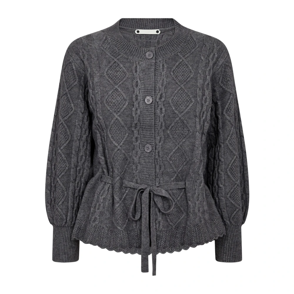 Co'Couture Kabelbinder Vest Grijs Melan Gray Dames