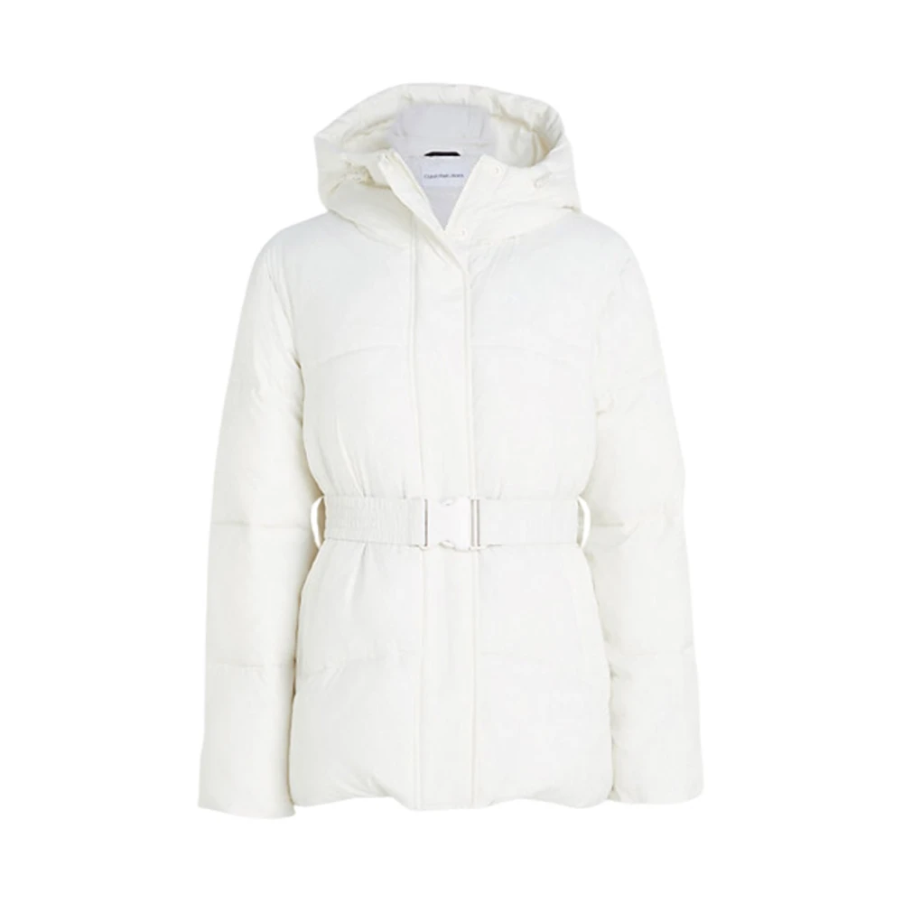 Calvin Klein Ivory Logo Riem Puffer Jas White Dames