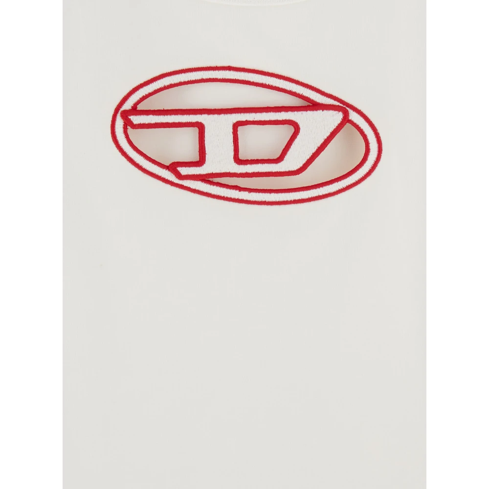 Diesel Witte Top met Ovaal D Logo White Dames