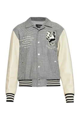 Houndstooth Patch Varsity Jacket