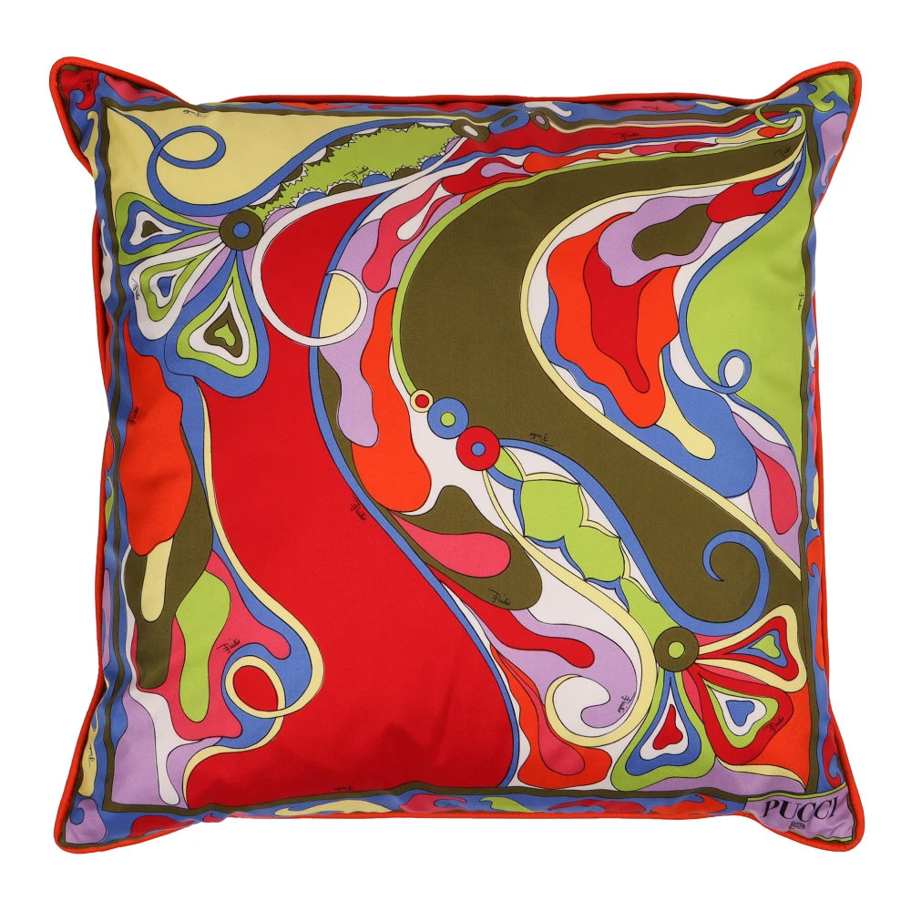 EMILIO PUCCI Zijden Kussen met Orchidee en Iride Print Multicolor Dames