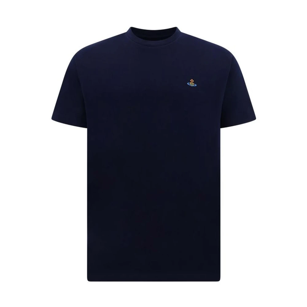 Vivienne Westwood Geborduurd Logo Katoenen T-shirt Blue Heren