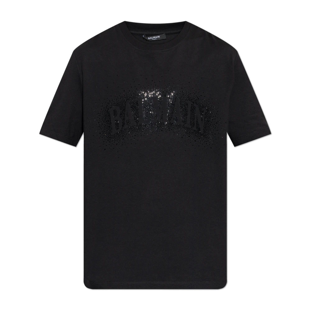 Balmain Hombre Negro - Camiseta Con Efecto De Espray De Cristal Bordado - Tops - S - Camiseta Con Efecto De Espray De Cristal Bordado
