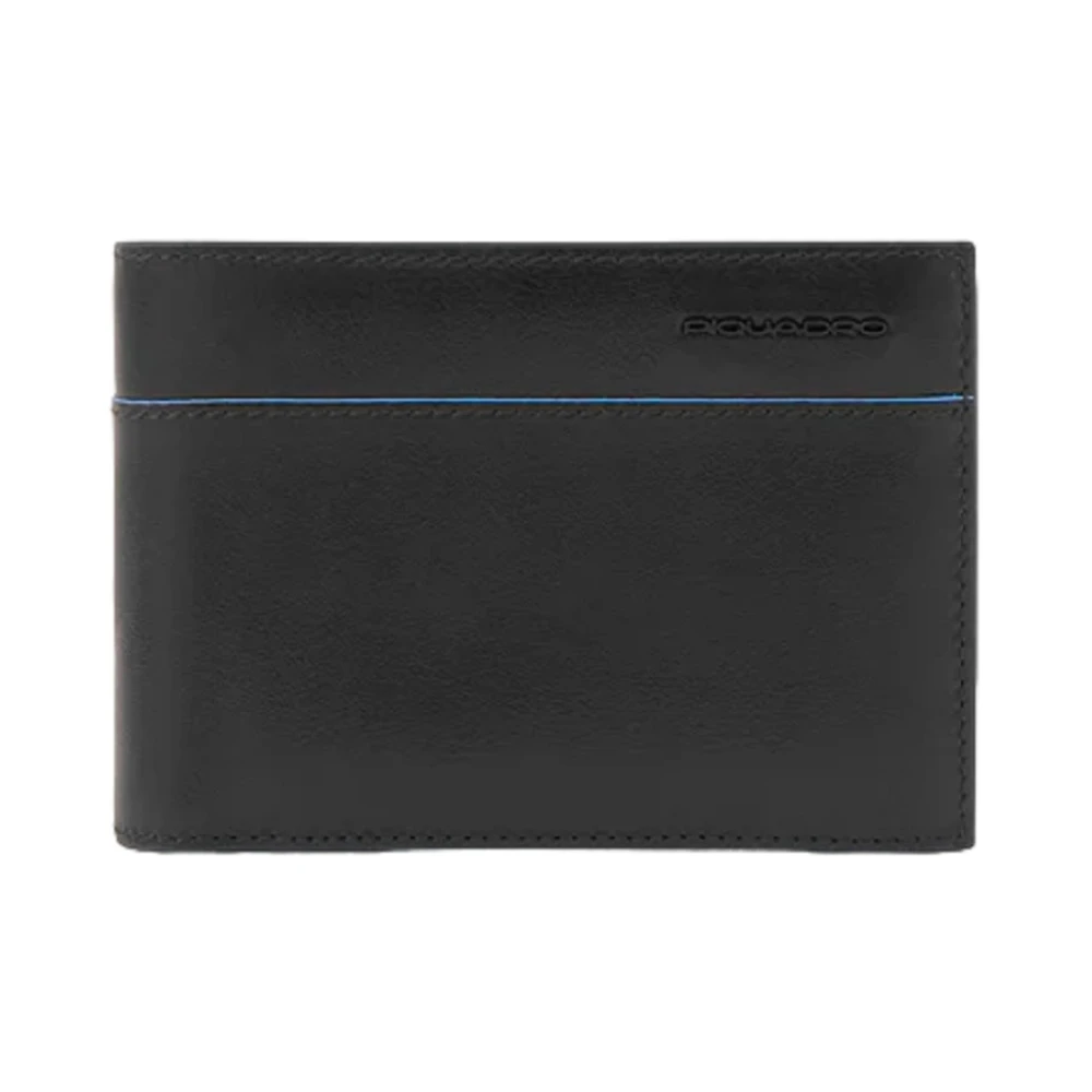 Piquadro Men's Black Leather Wallet Horizontal Cut